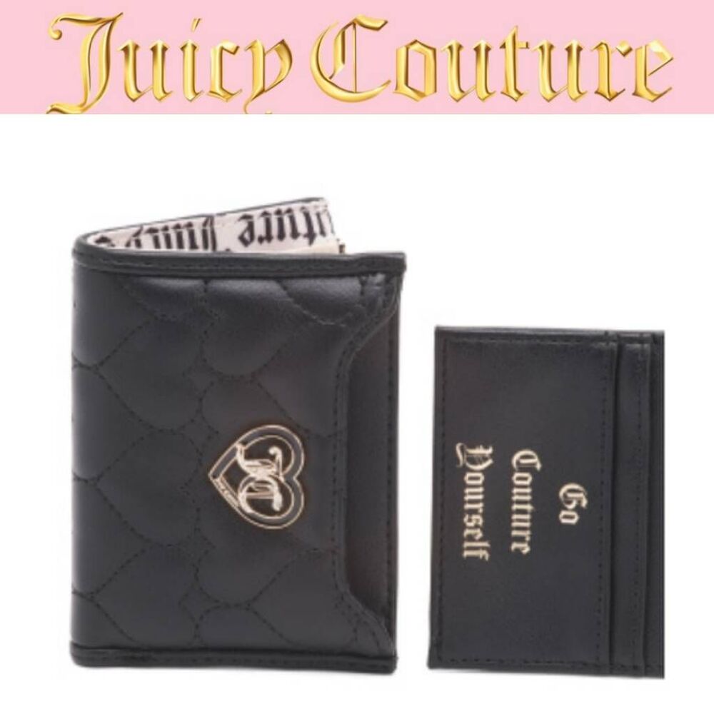 Juicy Couture JC Rhinestone Heart Logo‎ Quilted Wallet